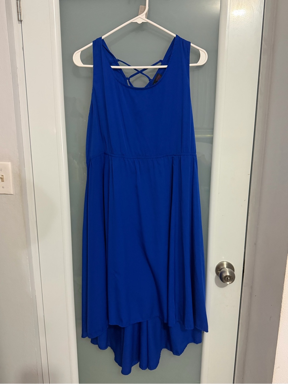 Sleeveless High-Low Casual Dress in Royal Blue